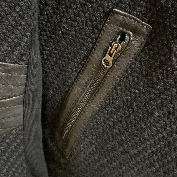 Vince Black Wool/Leather Moto Jacket Size Large - Picture 3 of 8